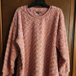 KNAPP STUDIO WOMENS 3X TEXTURED SWEATER ROSE PINK